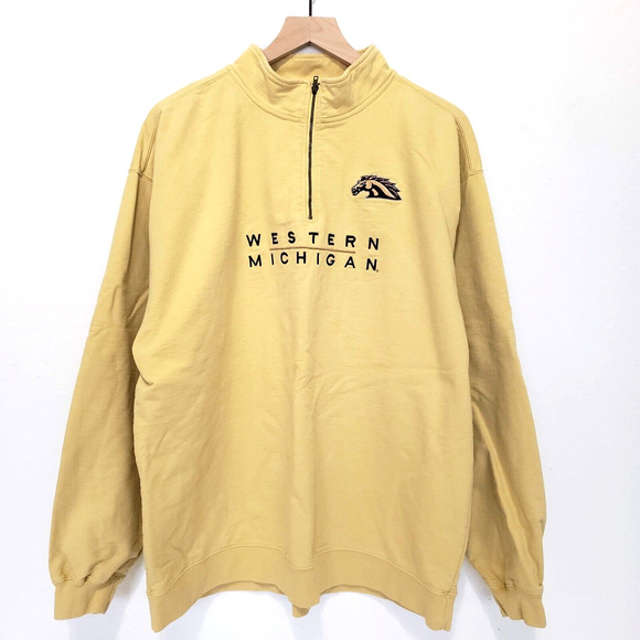 Vtg Western Michigan SIZE L Jansport Pullover Crewneck Sweatshirt 1/4 Zip - Picture 8 of 11